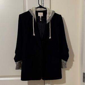 Cinq à Sept Black and Gray Hooded Blazer